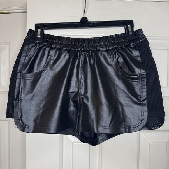 Gianni Bini Pants - Gianni Bini Black Faux Leather Shorts Mesh Sides Pockets Women’s Size Small